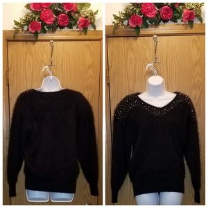 Christine Phillipes Black Angora Sweater